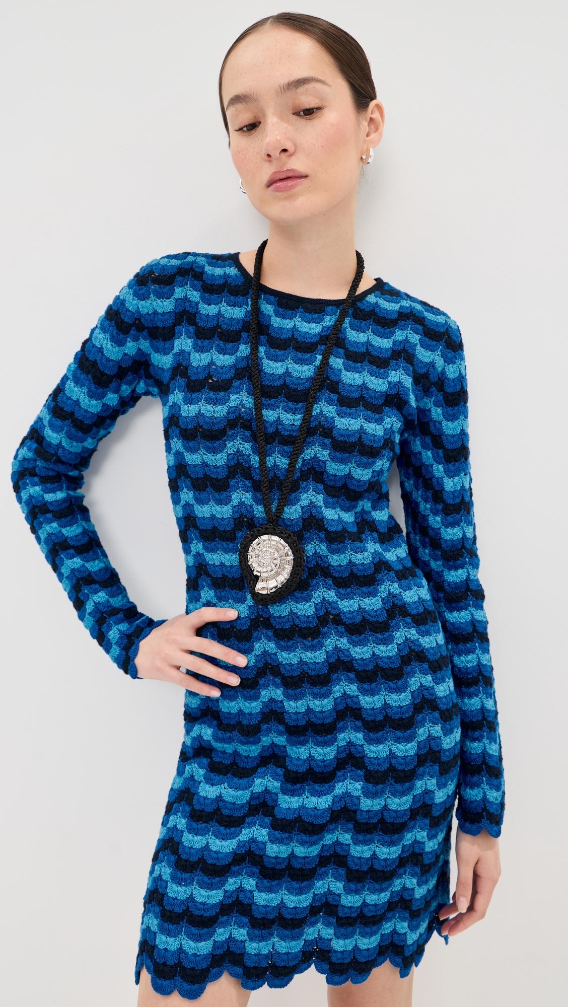 Solana Long Sleeve Crochet Mini Dress by ESCVDO