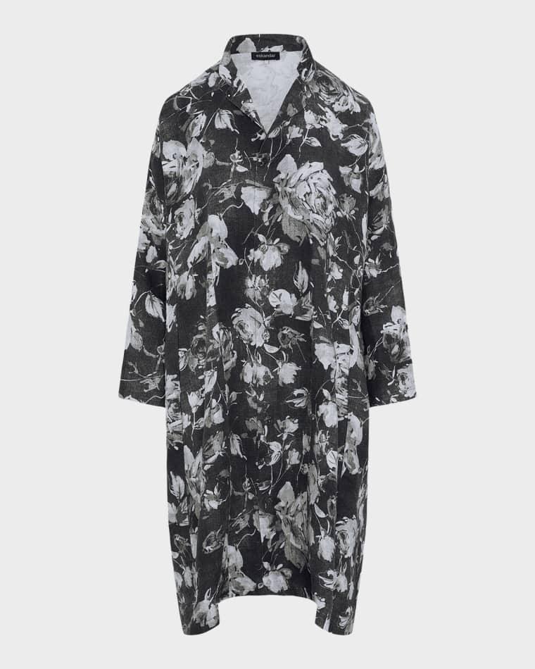 A-Line Panelled Mandarin Jacket Coat - 3/4 Length by ESKANDAR