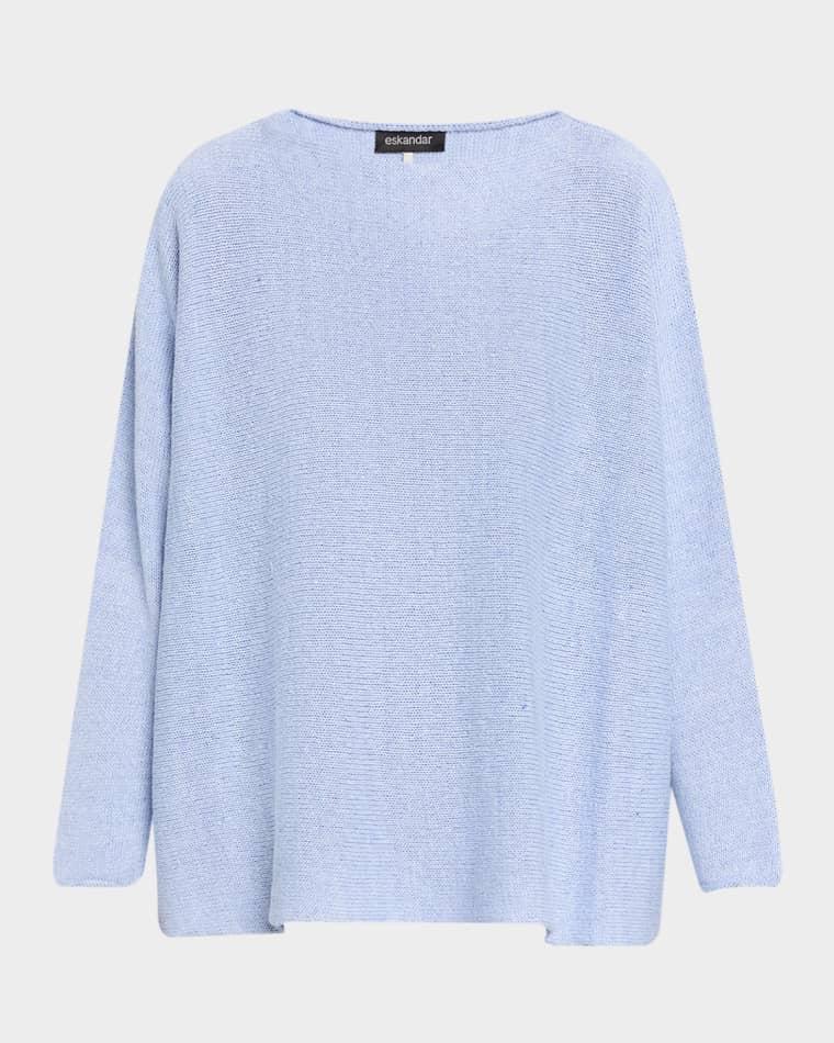 Cotton-Linen Sideways Knitted Sweater - Mid Length by ESKANDAR