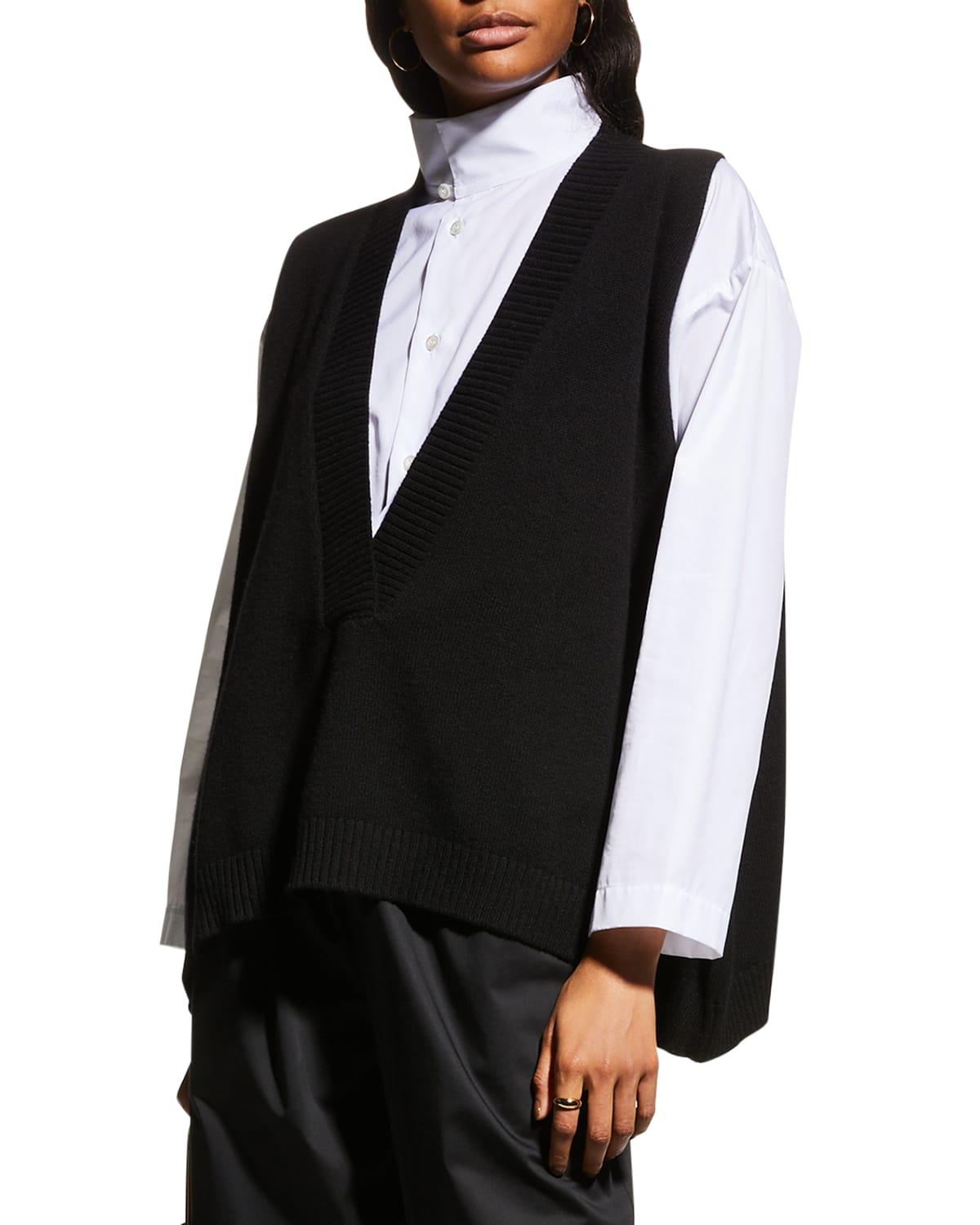 Deep V-Neck Cashmere Vest by ESKANDAR