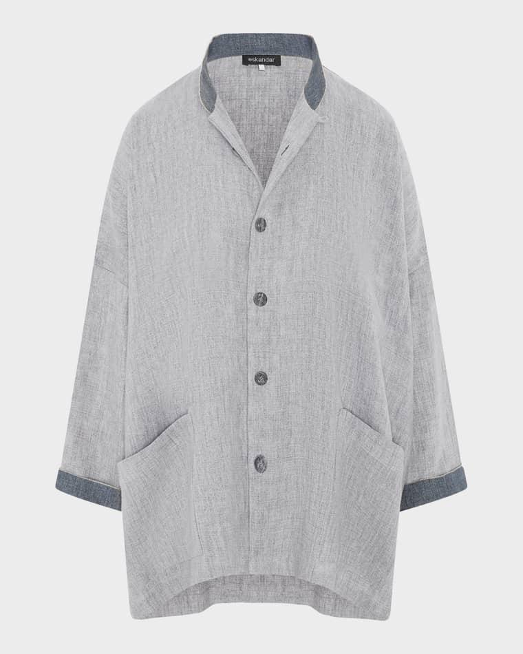 Longer Back Wide Mandarin Jacket - Long Length by ESKANDAR