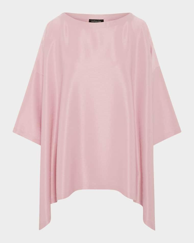 Midweight Silk Plissé DPS Scoop Neck Top - Mid Plus Length by ESKANDAR