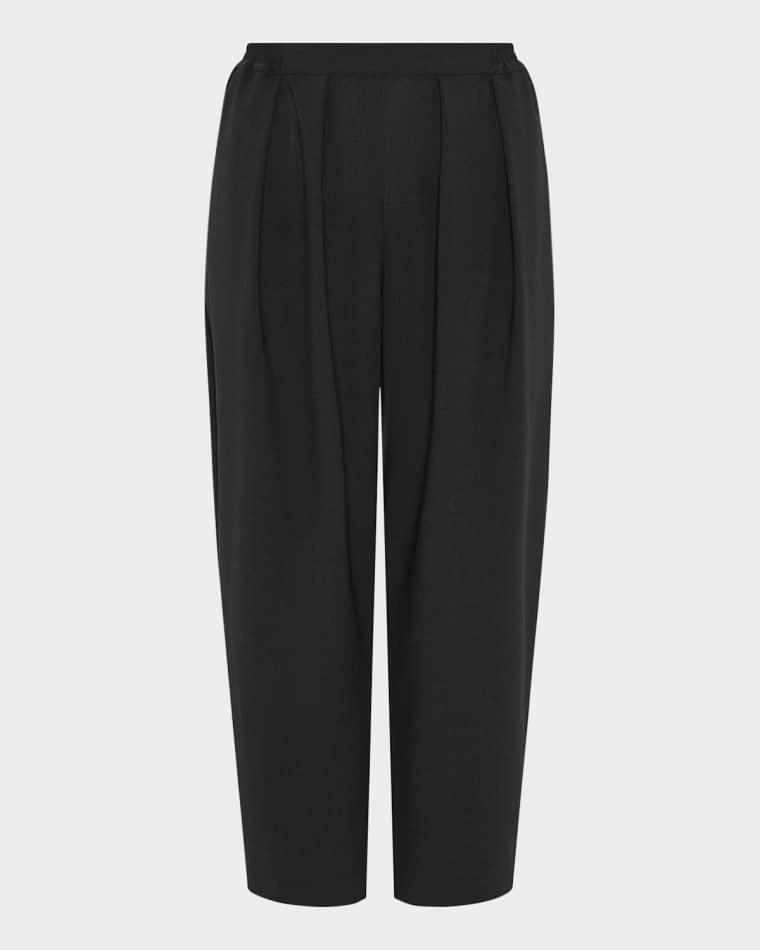 Pleated Stretch Wool Straight-Leg Crop Trousers by ESKANDAR