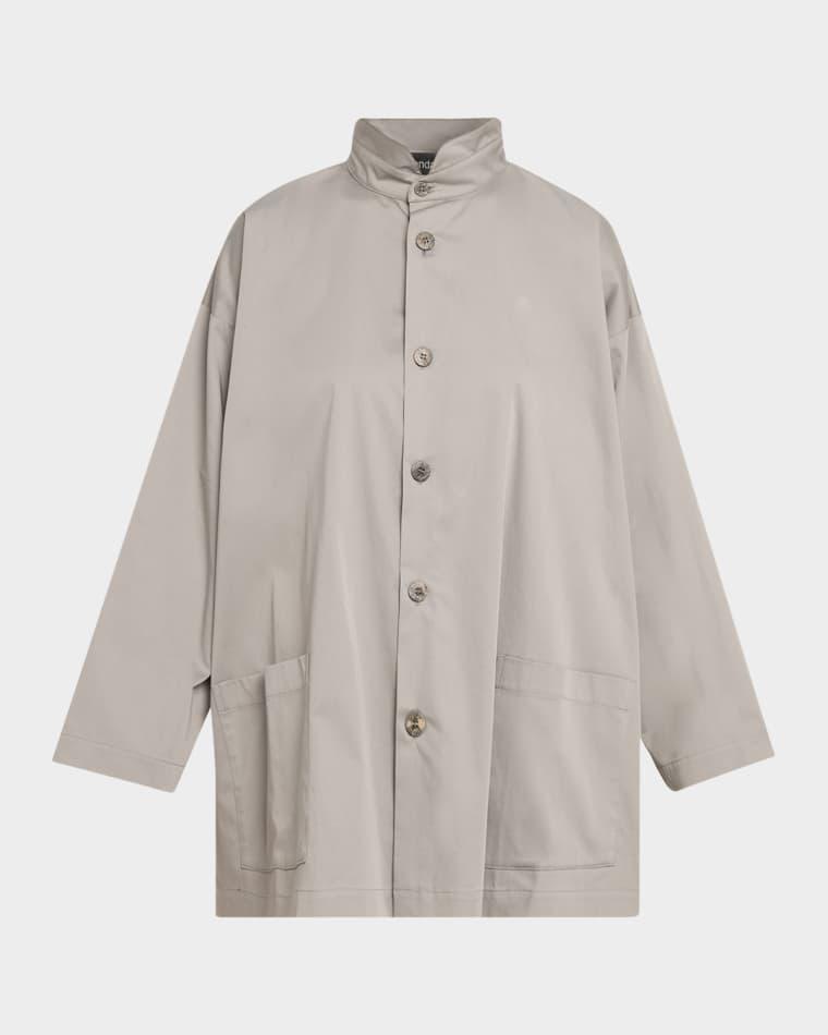 Slim A-Line Double Stand Collar Jacket With Stepped Insert - Long Length by ESKANDAR