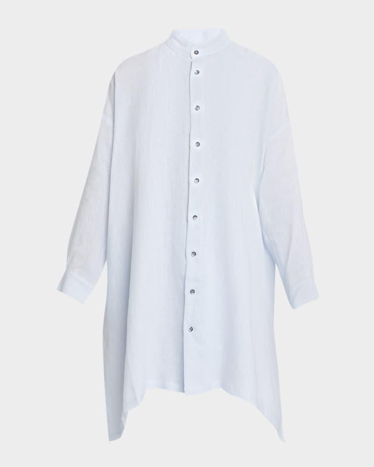Wide A-Line Collarless Midi Shirtdress by ESKANDAR