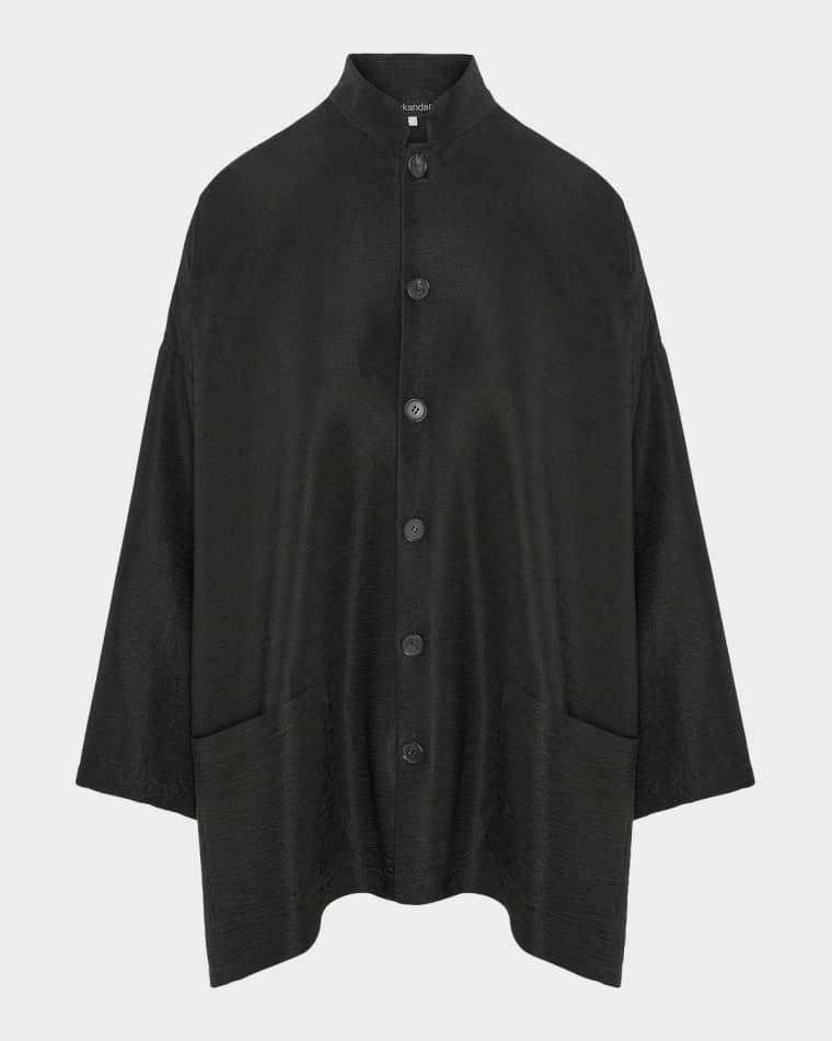 Wide A-Line Mandarin Jacket - Long Length by ESKANDAR