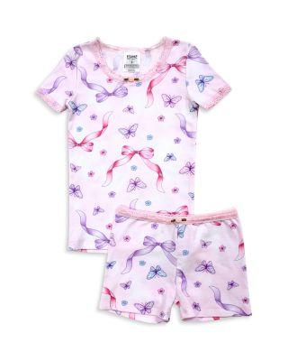 Girls' Butterfly Print Short Sleeved Top & Shorts Pajama Set - Little Kid by ESME