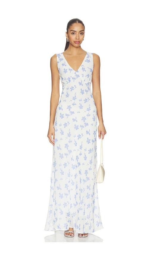 Especia Ainaloa Long Dress in White,Blue by ESPECIA