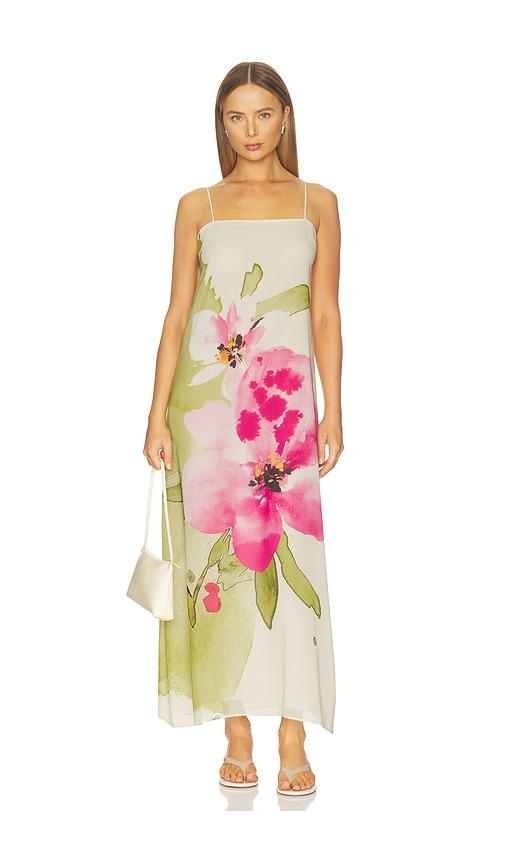 Especia Java Tropical Long Dress in Green,Pink by ESPECIA