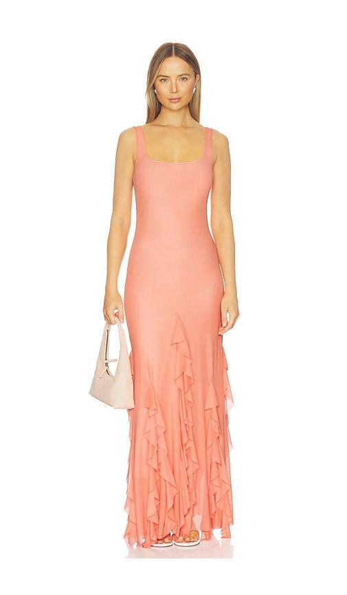 Especia Radiant Peach Long Dress in Coral by ESPECIA
