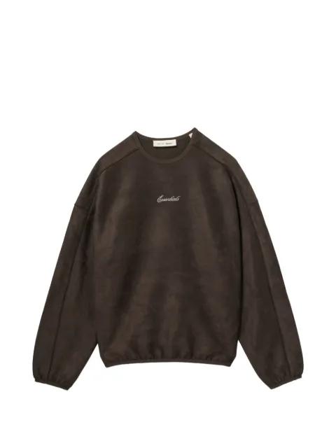 logo-embroidered suede-effect sweater by ESSENTIALS