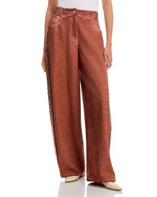 Embellished High Rise Jeans in Faded Plum by ESSENTIEL ANTWERP