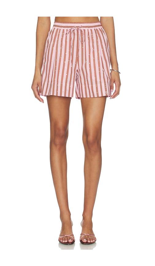 Essentiel Antwerp Jeeuw Rhinestone Mini Shorts in Pink,Brown by ESSENTIEL ANTWERP