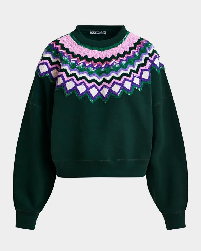 Issu Embroidered Crewneck Sweater by ESSENTIEL ANTWERP