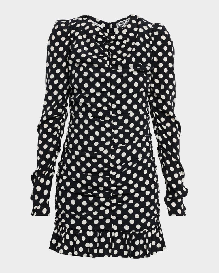 Jast Ruched Polka Dot Mini Dress by ESSENTIEL ANTWERP