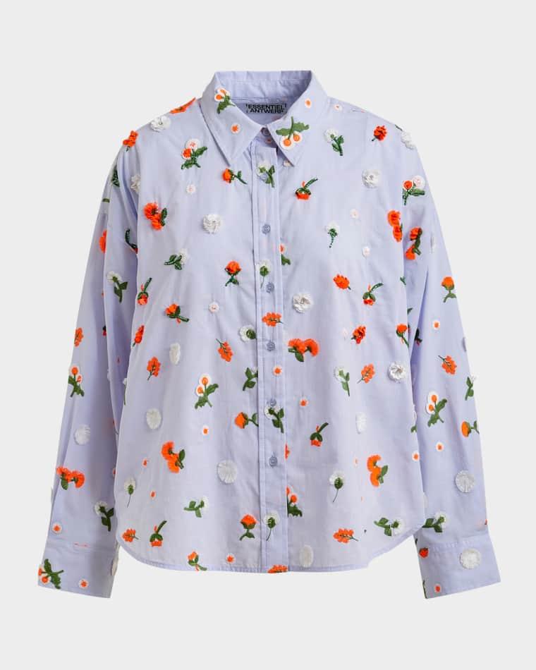 Jimena Embroidered Button-Front Shirt by ESSENTIEL ANTWERP