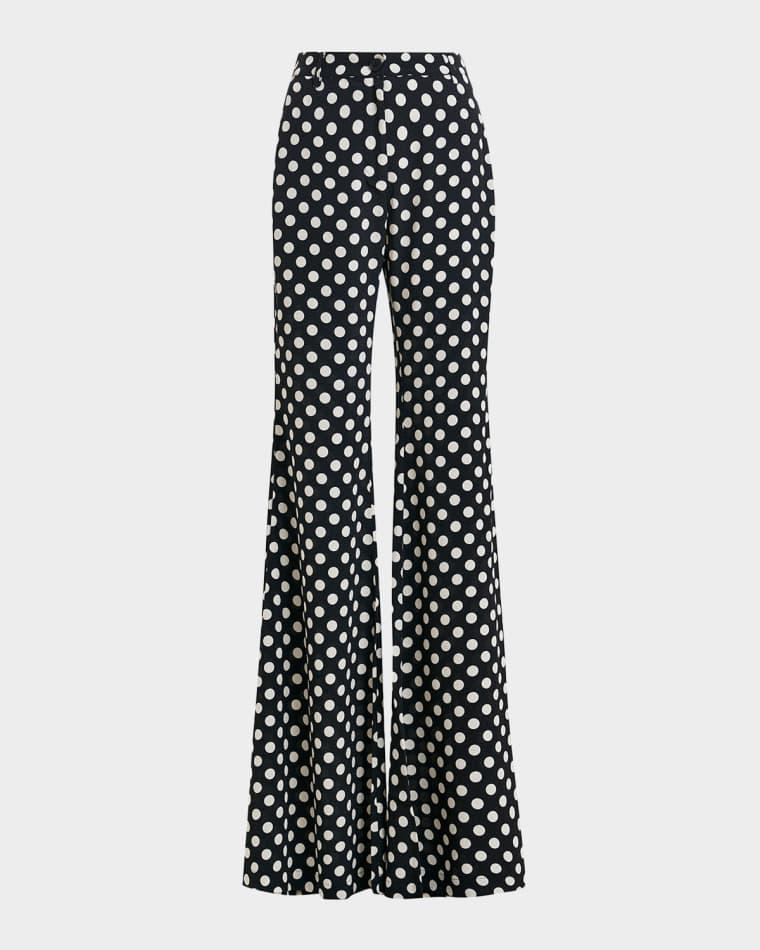 Jodie Polka-Dot Fitted Flare Pants by ESSENTIEL ANTWERP