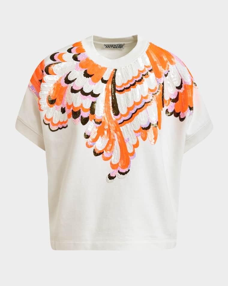 Jolies Embellished Short-Sleeve Sweatshirt by ESSENTIEL ANTWERP