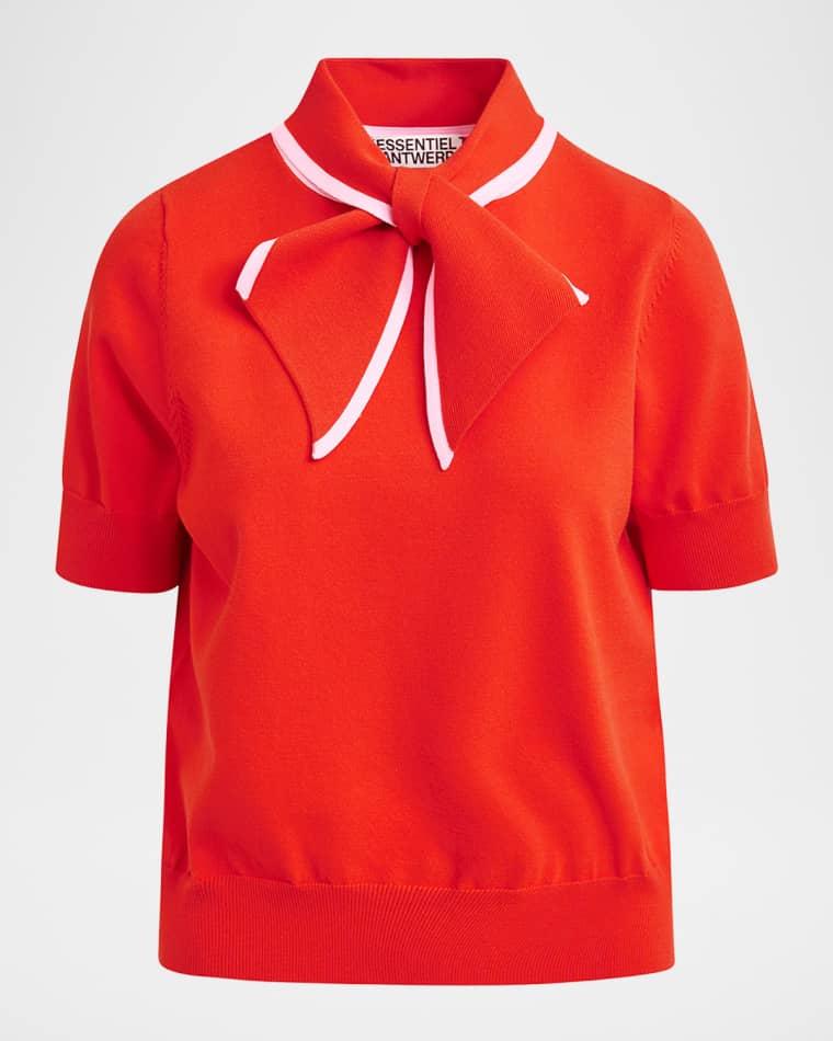 Jonda Fine-Knit Polo with Contrast Collar by ESSENTIEL ANTWERP