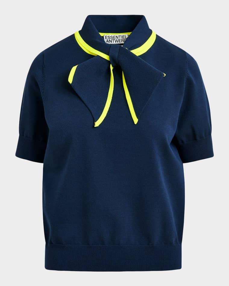 Jonda Fine-Knit Polo with Contrast Collar by ESSENTIEL ANTWERP