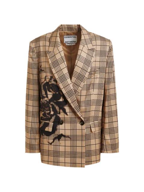 Juliana checked-print double-breasted blazer by ESSENTIEL ANTWERP