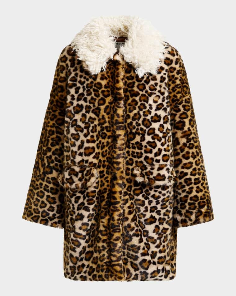 Leopard-Printed Faux Fur Coat by ESSENTIEL ANTWERP