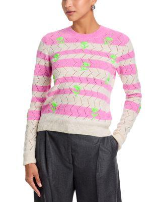 Striped Intarsia Knit Sweater with Flower Embroidery by ESSENTIEL ANTWERP