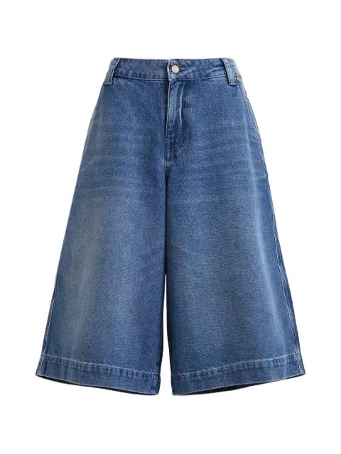 Woodstock-embroidered denim shorts by ESSENTIEL ANTWERP