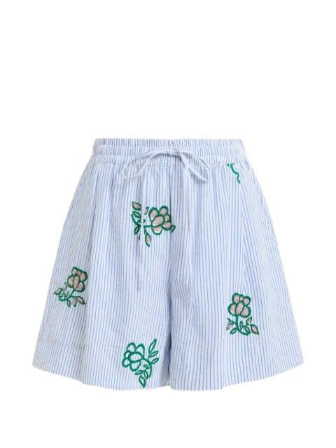 embroidered striped shorts by ESSENTIEL ANTWERP
