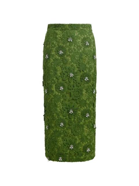 floral lace rhinestone midi skirt by ESSENTIEL ANTWERP