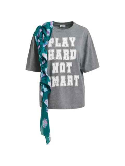 frill-detail graphic-print T-shirt by ESSENTIEL ANTWERP