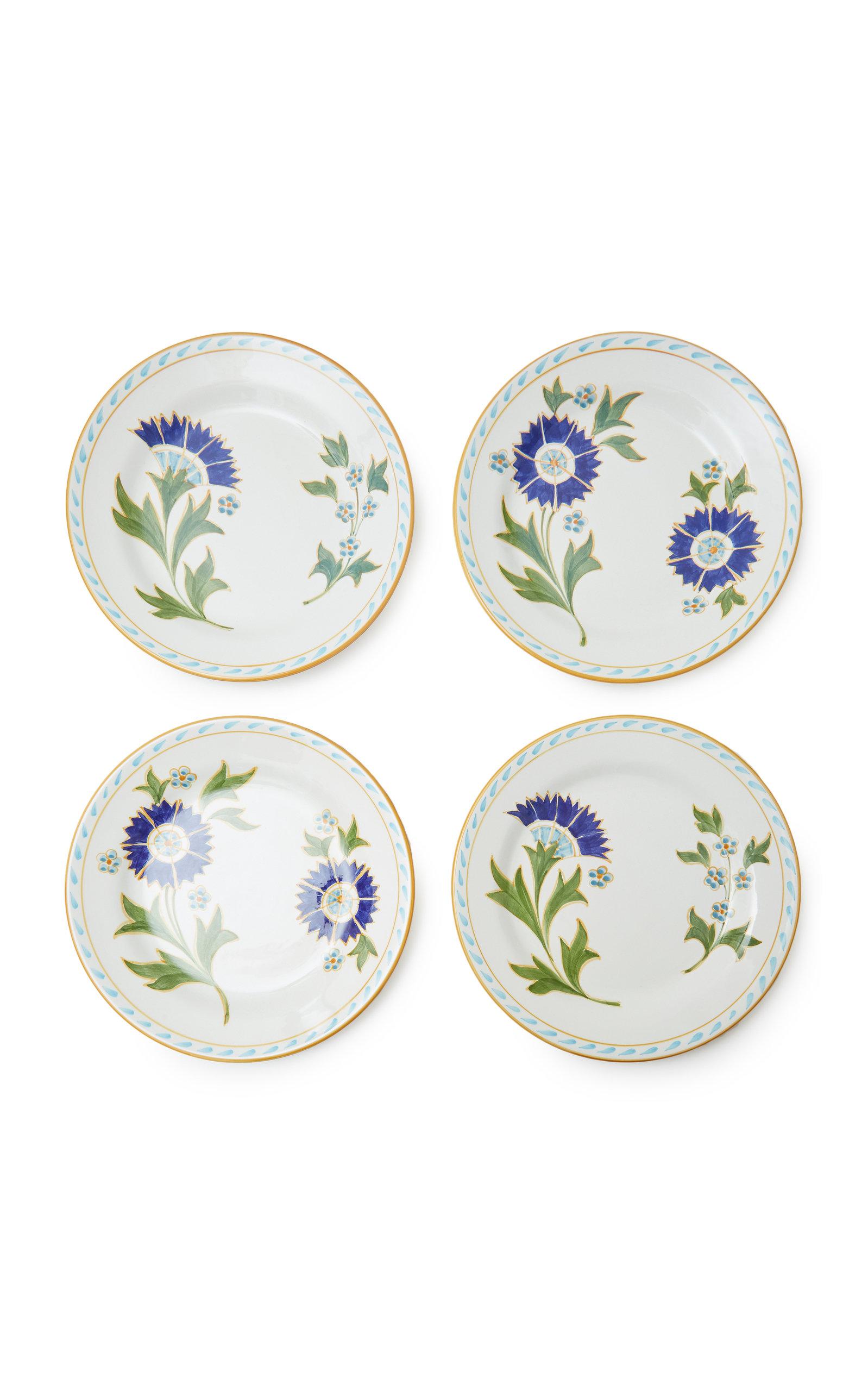 Este Ceramiche for Moda Domus - Set-of-Four Printed Ceramic Dessert Plates - Blue - Moda Operandi by ESTE CERAMICHE FOR MODA DOMUS