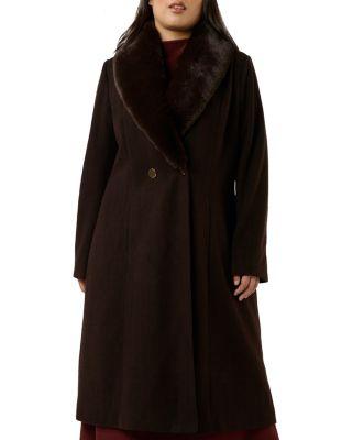 Alastair Faux Fur Trim Coat by ESTELLE PLUS