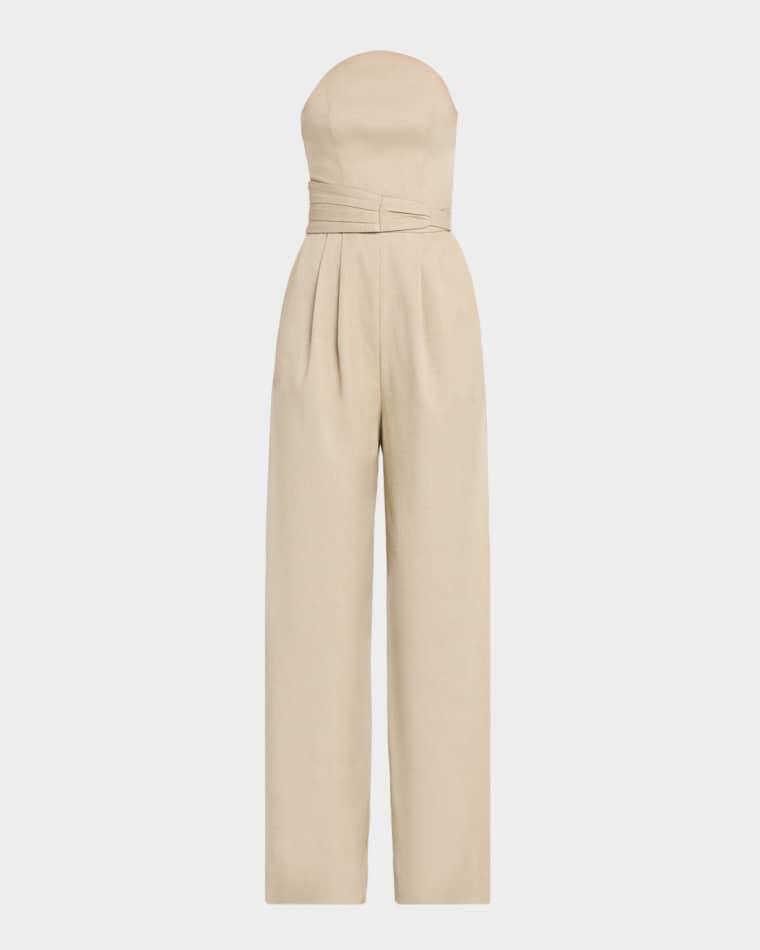 Crosby Strapless Pleated Suiting Jumpsuit by ET OCHS