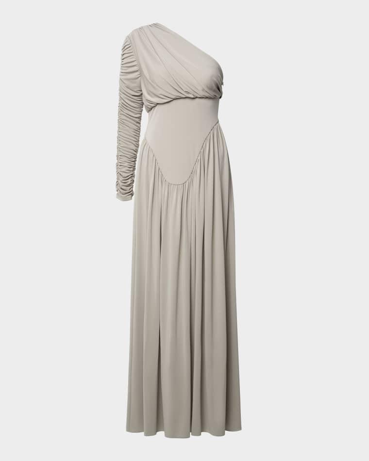 Doutzen Ruched Basque-Waist Jersey Gown by ET OCHS