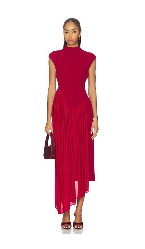 ET OCHS Francis Knit Combo Midi Dress in Red by ET OCHS