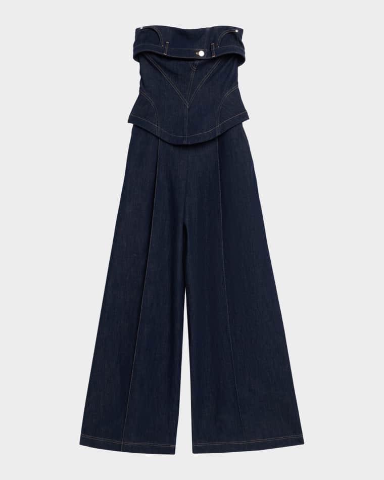 Jordan Strapless Corset Denim Jumpsuit by ET OCHS
