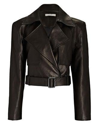 Parker Belted Cropped Leather Jacket by ET OCHS