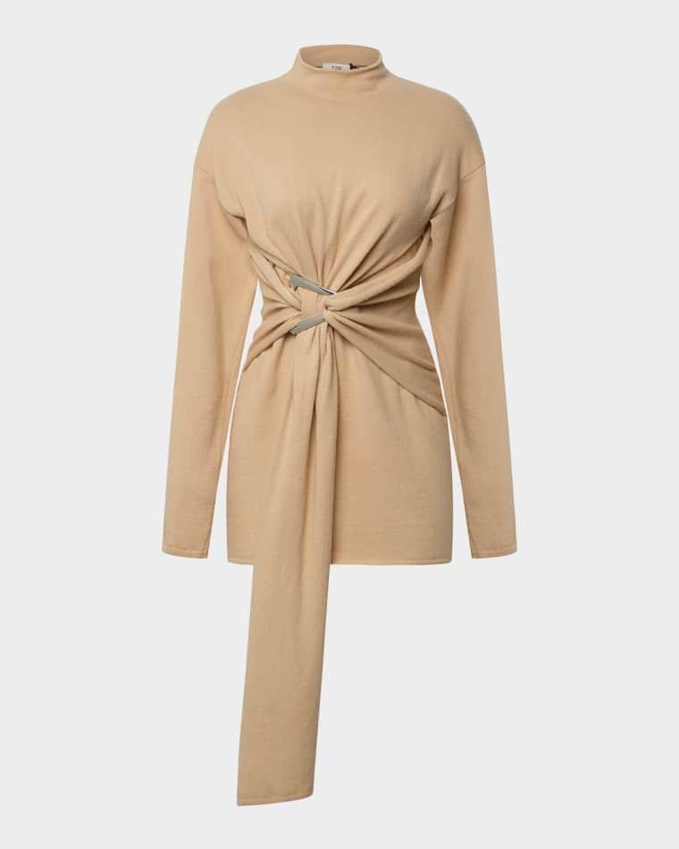 Poala Draped Mock-Neck Knit Mini Dress by ET OCHS