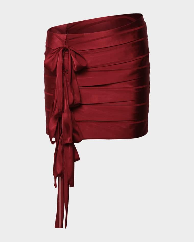 Reed Bow-Embellished Satin Chiffon Mini Skirt by ET OCHS