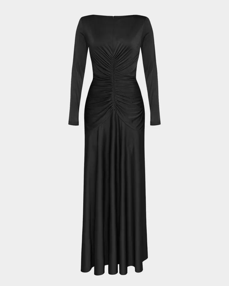 Thea Ruched Glossy Jersey Gown by ET OCHS