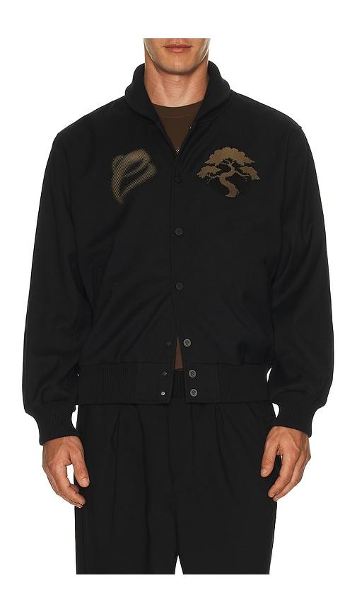 Etai LA 3D Print Bonsai Tree Fold Over Collar Bomber in Black by ETAI LA