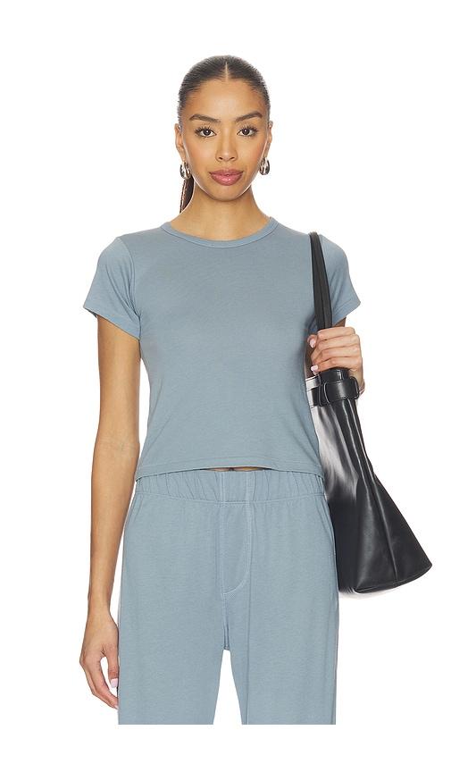 Eterne Butter Rib Short Sleeve Baby Tee in Blue by ETERNE