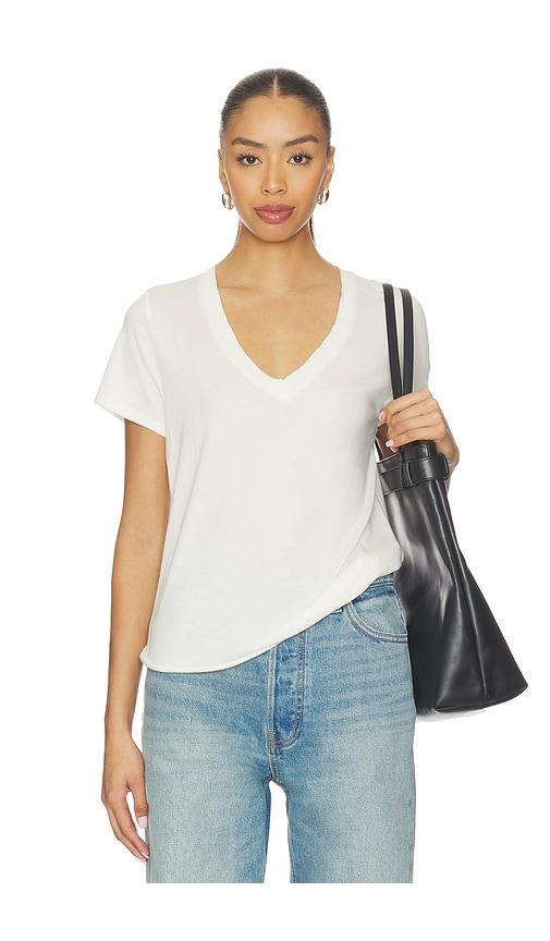 Eterne Cotton V-neck T-shirt in Ivory by ETERNE