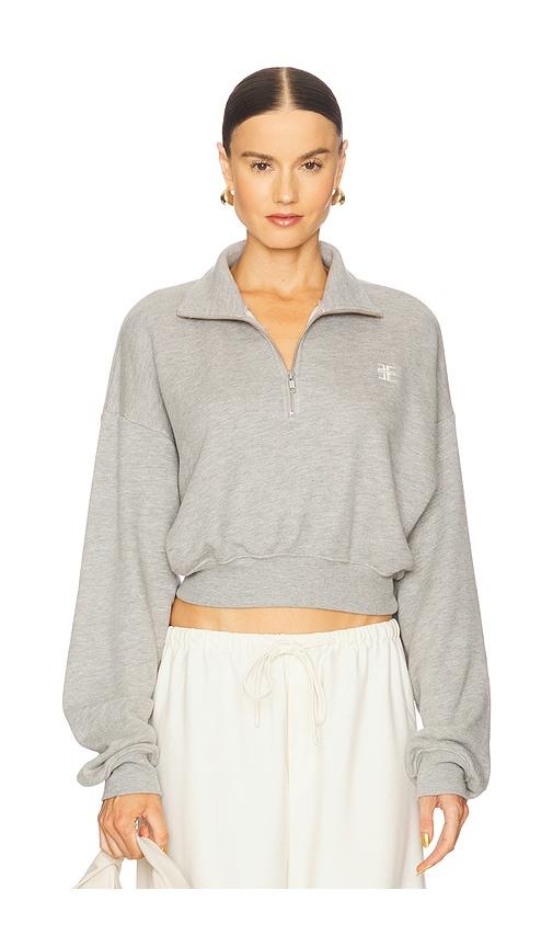Eterne Cropped Half Zip Sweatshirt in Grey by ETERNE