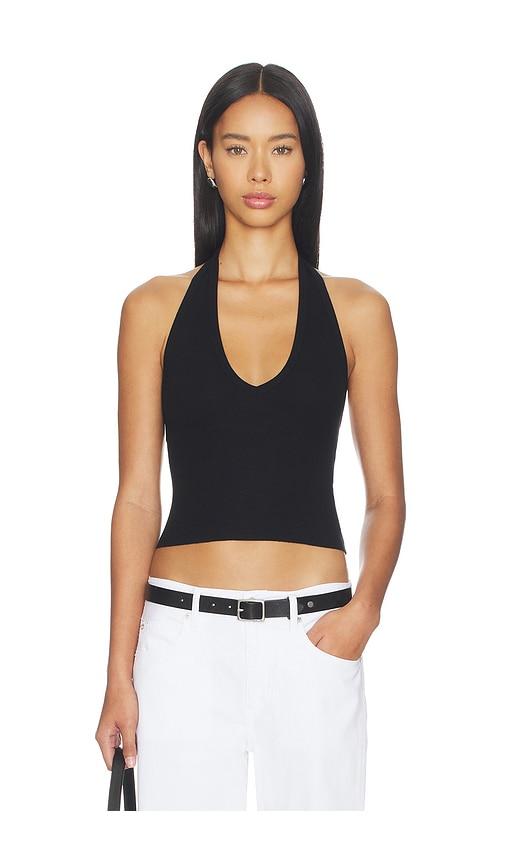 Eterne Cropped Halter Top in Black by ETERNE