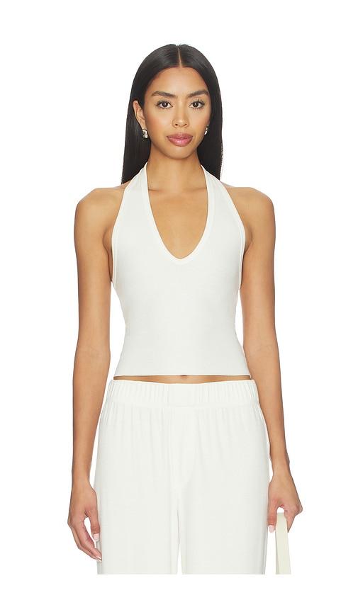 Eterne Cropped Halter Top in Cream by ETERNE