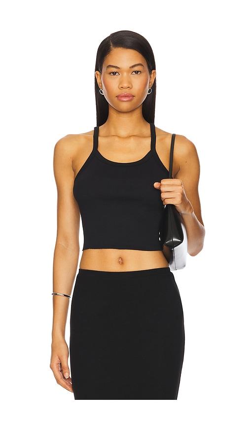 Eterne Cropped Rib Tank Top in Black by ETERNE