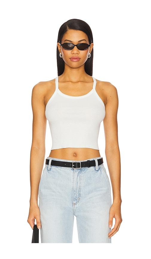 Eterne Cropped Rib Tank Top in Ivory by ETERNE