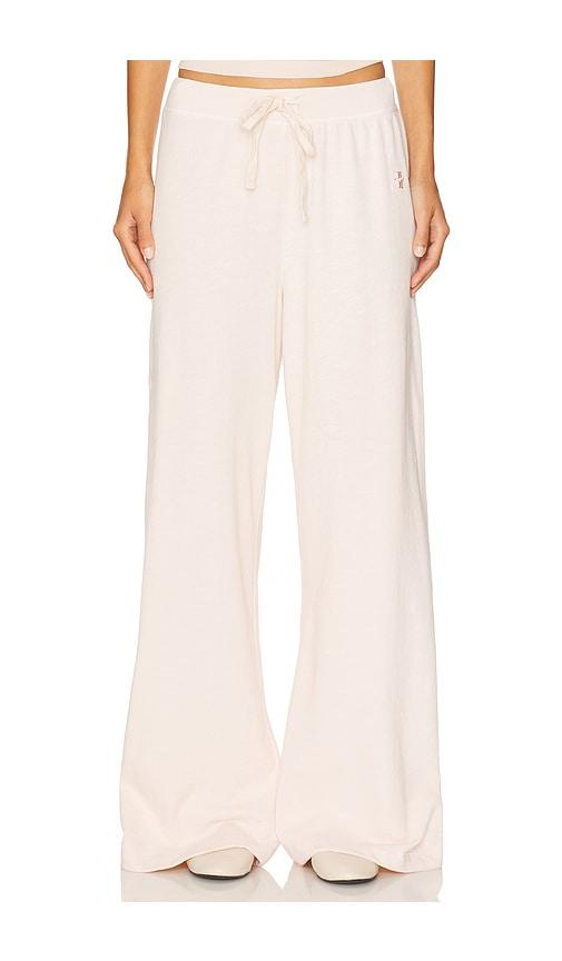 Eterne Drawstring Lightweight French Terry Wide Leg Sweatpant in Pink by ETERNE
